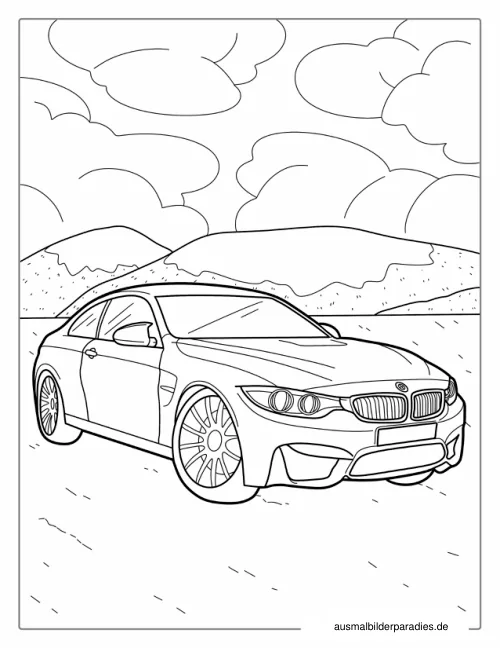 Auto Ausmalbild 4 als Gratis-PDF Auto Ausmalbild 4 - kostenlos zum Ausdrucken