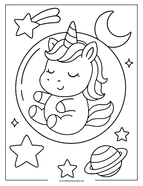 Baby Einhorn Ausmalbild 10 als Gratis-PDF Baby Einhorn Ausmalbild 10 - kostenlos zum Ausdrucken