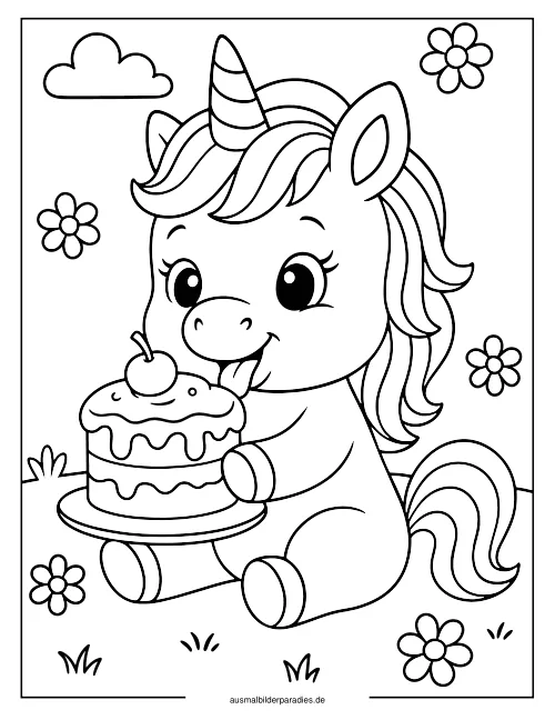 Baby Einhorn Ausmalbild 15 als Gratis-PDF Baby Einhorn Ausmalbild 15 - kostenlos zum Ausdrucken