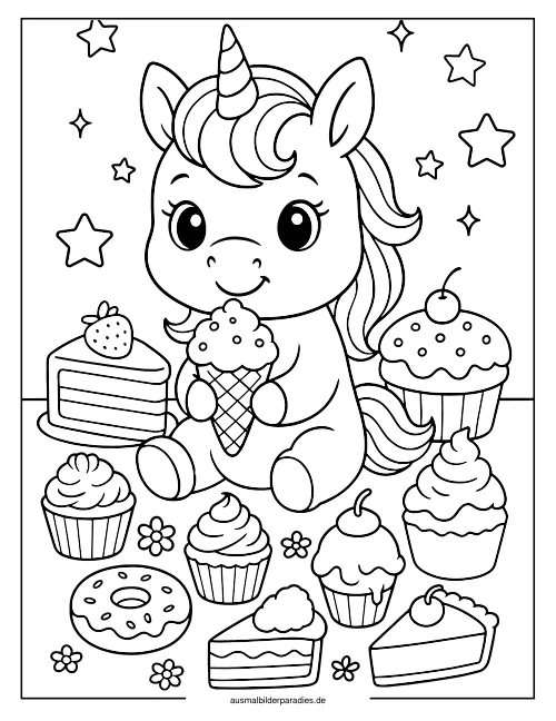Baby Einhorn Ausmalbild 18 als Gratis-PDF Baby Einhorn Ausmalbild 18 - kostenlos zum Ausdrucken