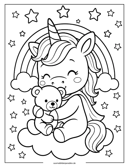Baby Einhorn Ausmalbild 19 als Gratis-PDF Baby Einhorn Ausmalbild 19 - kostenlos zum Ausdrucken