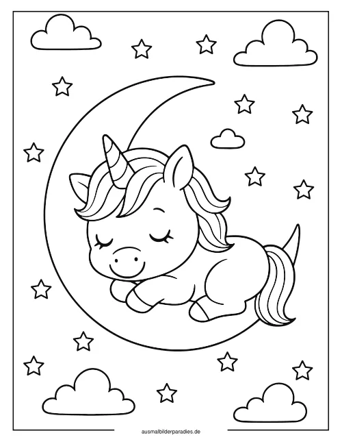 Baby Einhorn Ausmalbild 23 als Gratis-PDF Baby Einhorn Ausmalbild 23 - kostenlos zum Ausdrucken