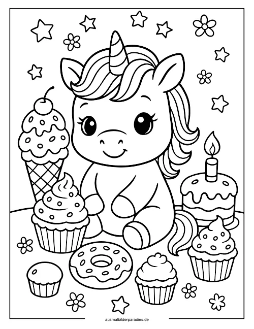 Baby Einhorn Ausmalbild 24 als Gratis-PDF Baby Einhorn Ausmalbild 24 - kostenlos zum Ausdrucken