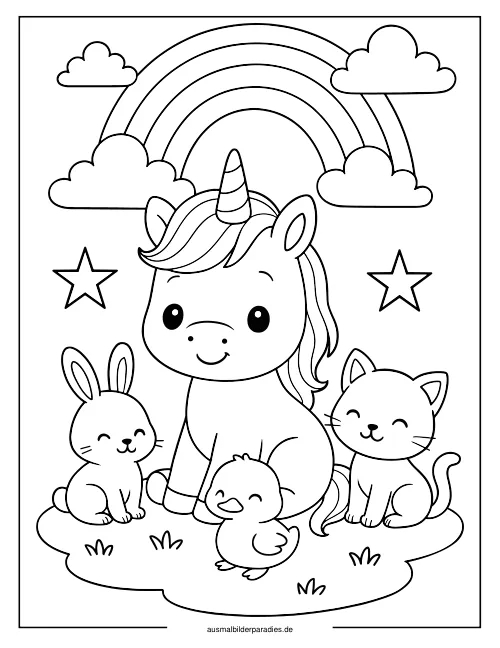 Baby Einhorn Ausmalbild 25 als Gratis-PDF Baby Einhorn Ausmalbild 25 - kostenlos zum Ausdrucken