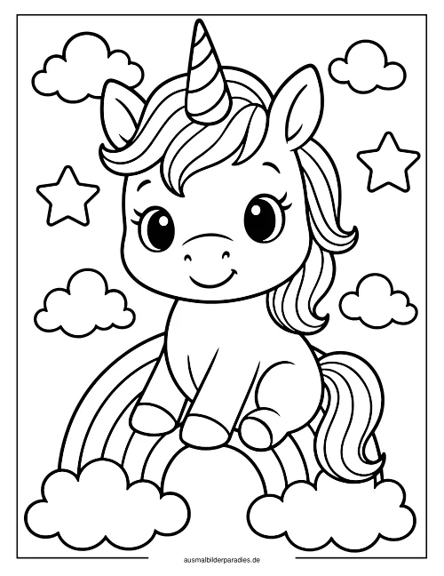 Baby Einhorn Ausmalbild 28 als Gratis-PDF Baby Einhorn Ausmalbild 28 - kostenlos zum Ausdrucken
