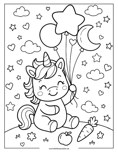 Baby Einhorn Ausmalbild 3 als Gratis-PDF Baby Einhorn Ausmalbild 3 - kostenlos zum Ausdrucken