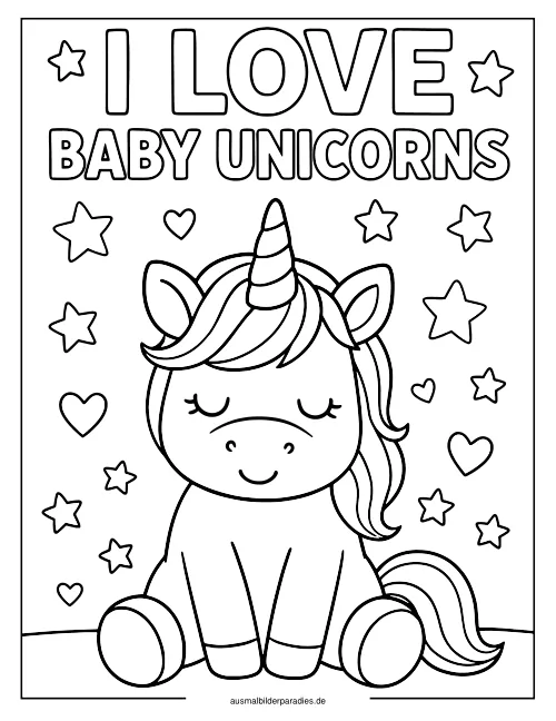 Baby Einhorn Ausmalbild 30 als Gratis-PDF Baby Einhorn Ausmalbild 30 - kostenlos zum Ausdrucken