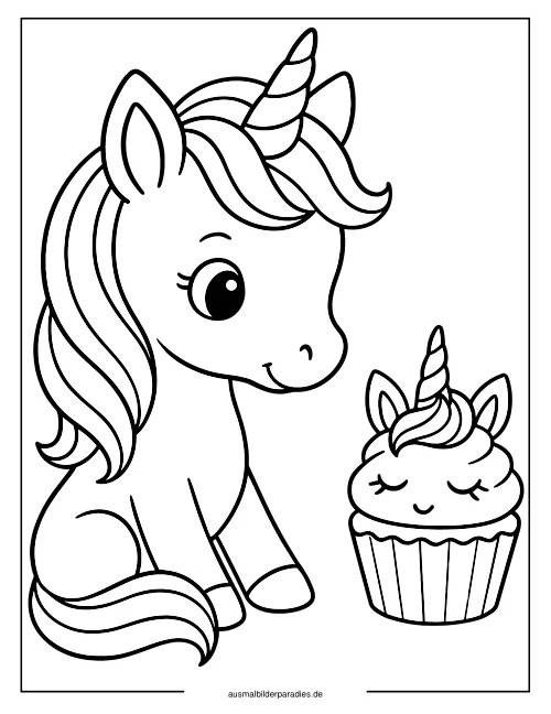 Baby Einhorn Ausmalbild 32 als Gratis-PDF Baby Einhorn Ausmalbild 32 - kostenlos zum Ausdrucken