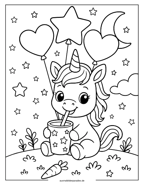 Baby Einhorn Ausmalbild 34 als Gratis-PDF Baby Einhorn Ausmalbild 34 - kostenlos zum Ausdrucken