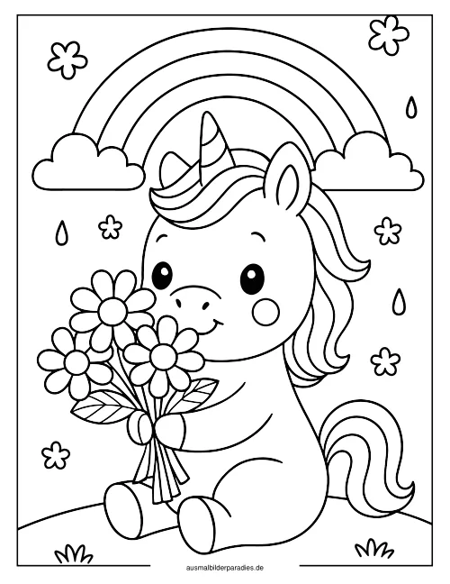 Baby Einhorn Ausmalbild 4 als Gratis-PDF Baby Einhorn Ausmalbild 4 - kostenlos zum Ausdrucken