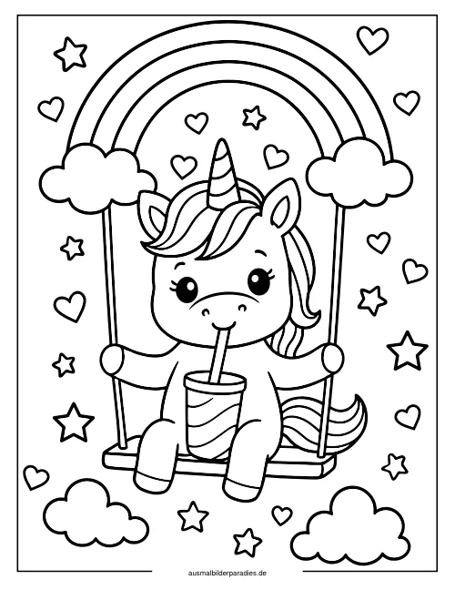 Baby Einhorn Ausmalbild 5 als Gratis-PDF Baby Einhorn Ausmalbild 5 - kostenlos zum Ausdrucken