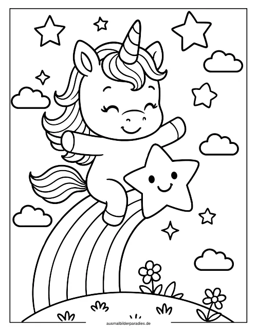 Baby Einhorn Ausmalbild 6 als Gratis-PDF Baby Einhorn Ausmalbild 6 - kostenlos zum Ausdrucken