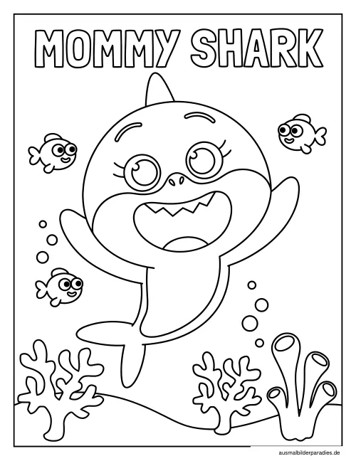 Baby Shark Ausmalbild 12 als Gratis-PDF Baby Shark Ausmalbild 12 - kostenlos zum Ausdrucken