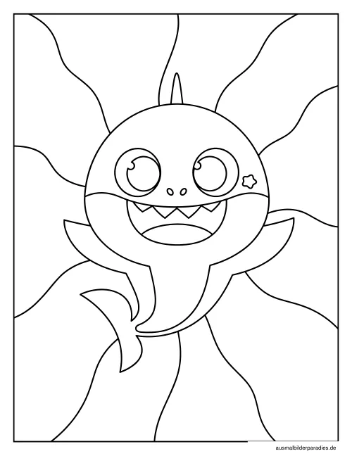 Baby Shark Ausmalbild 19 als Gratis-PDF Baby Shark Ausmalbild 19 - kostenlos zum Ausdrucken