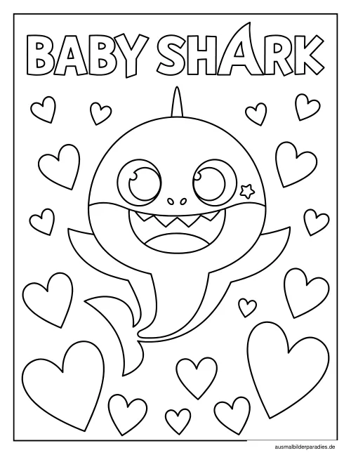 Baby Shark Ausmalbild 21 als Gratis-PDF Baby Shark Ausmalbild 21 - kostenlos zum Ausdrucken