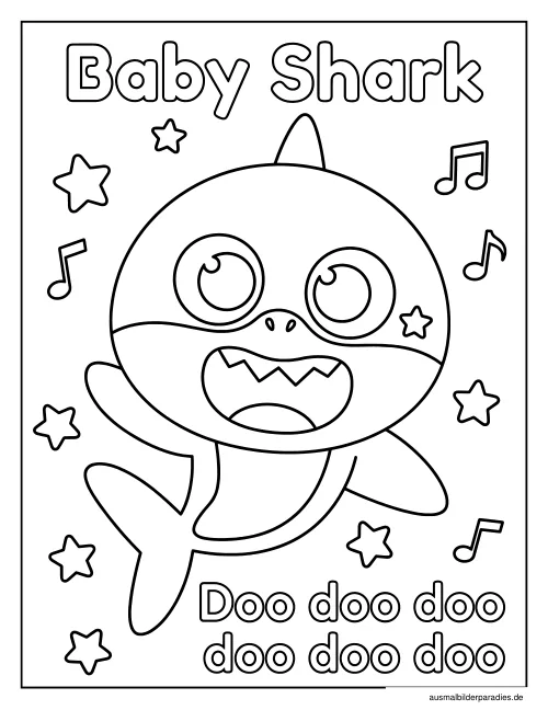 Baby Shark Ausmalbild 22 als Gratis-PDF Baby Shark Ausmalbild 22 - kostenlos zum Ausdrucken