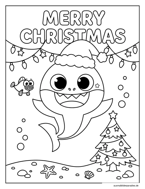 Baby Shark Ausmalbild 23 als Gratis-PDF Baby Shark Ausmalbild 23 - kostenlos zum Ausdrucken