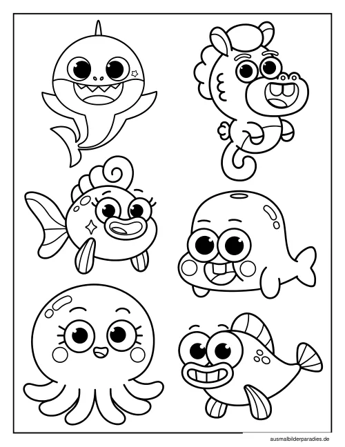 Baby Shark Ausmalbild 25 als Gratis-PDF Baby Shark Ausmalbild 25 - kostenlos zum Ausdrucken