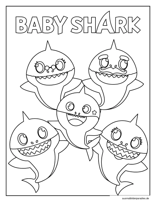 Baby Shark Ausmalbild 28 als Gratis-PDF Baby Shark Ausmalbild 28 - kostenlos zum Ausdrucken