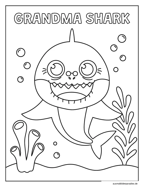 Baby Shark Ausmalbild 3 als Gratis-PDF Baby Shark Ausmalbild 3 - kostenlos zum Ausdrucken