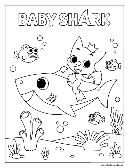 Baby Shark Ausmalbild 31 als Gratis-PDF Baby Shark Ausmalbild 31 - kostenlos zum Ausdrucken