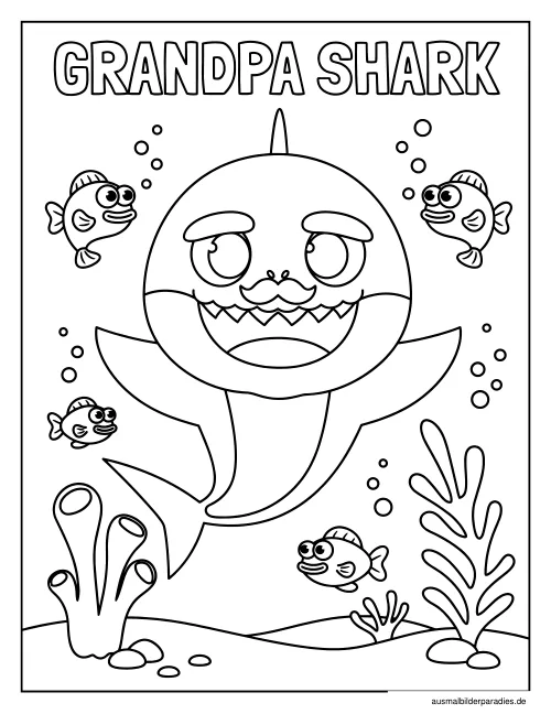 Baby Shark Ausmalbild 4 als Gratis-PDF Baby Shark Ausmalbild 4 - kostenlos zum Ausdrucken