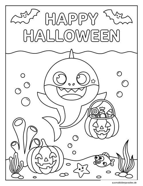 Baby Shark Ausmalbild 6 als Gratis-PDF Baby Shark Ausmalbild 6 - kostenlos zum Ausdrucken