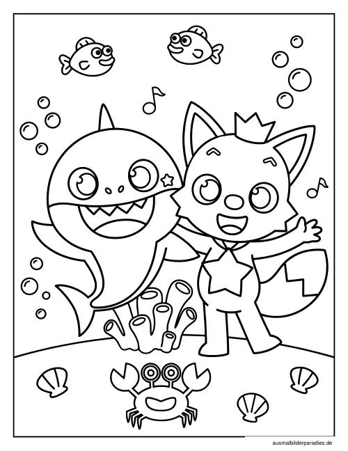 Baby Shark Ausmalbild 7 als Gratis-PDF Baby Shark Ausmalbild 7 - kostenlos zum Ausdrucken