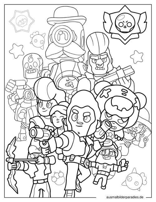 Brawl Stars Ausmalbild 14 als Gratis-PDF Brawl Stars Ausmalbild 14 - kostenlos zum Ausdrucken