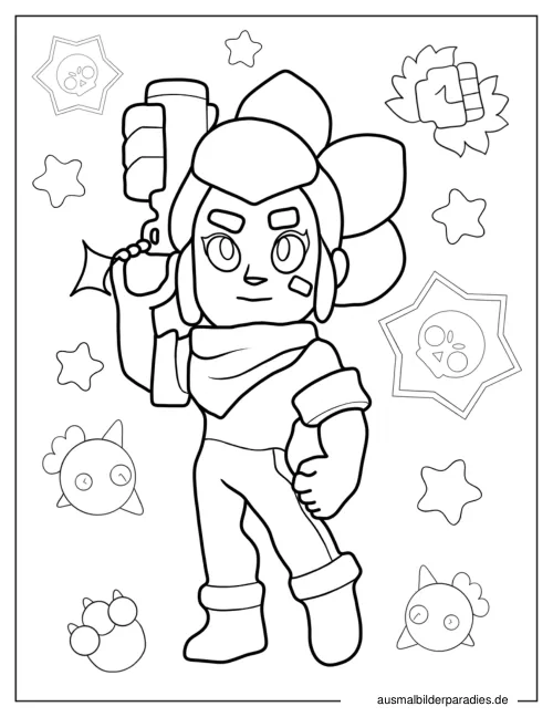 Brawl Stars Ausmalbild 7 als Gratis-PDF Brawl Stars Ausmalbild 7 - kostenlos zum Ausdrucken