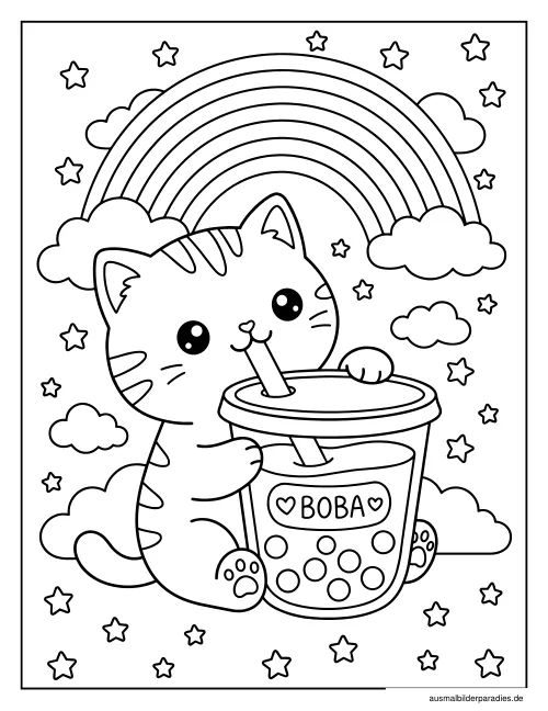Bubble Tea Ausmalbild 12 - kostenlos zum Ausdrucken