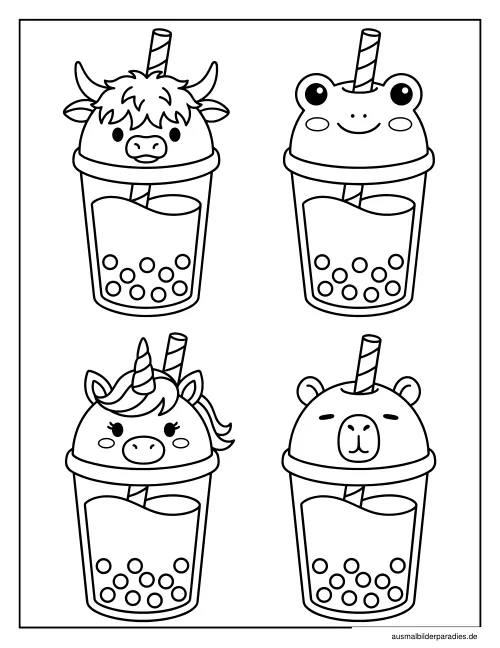 Bubble Tea Ausmalbild 15 - kostenlos zum Ausdrucken