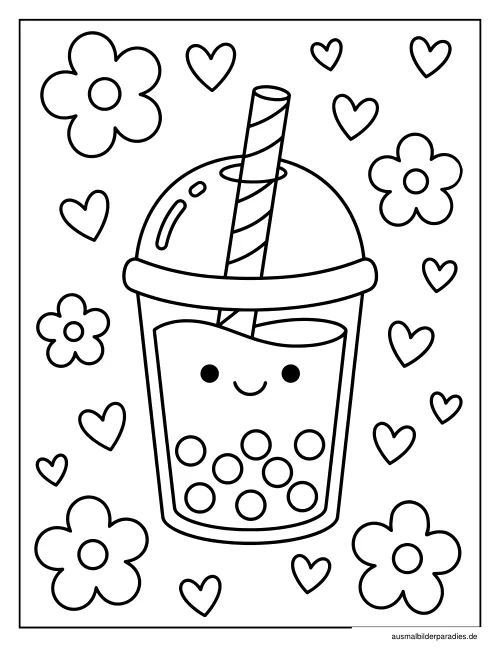 Bubble Tea Ausmalbild 19 - kostenlos zum Ausdrucken