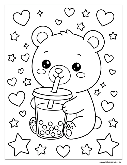 Bubble Tea Ausmalbild 23 - kostenlos zum Ausdrucken