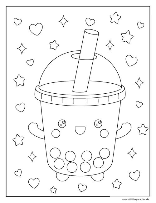 Bubble Tea Ausmalbild 24 - kostenlos zum Ausdrucken