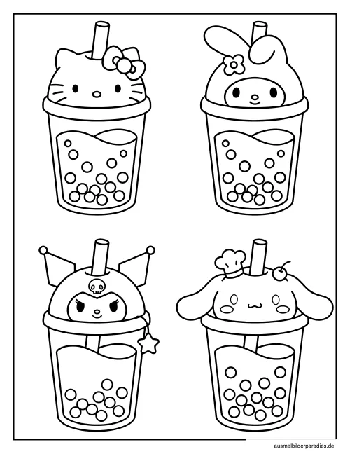 Bubble Tea Ausmalbild 25 - kostenlos zum Ausdrucken