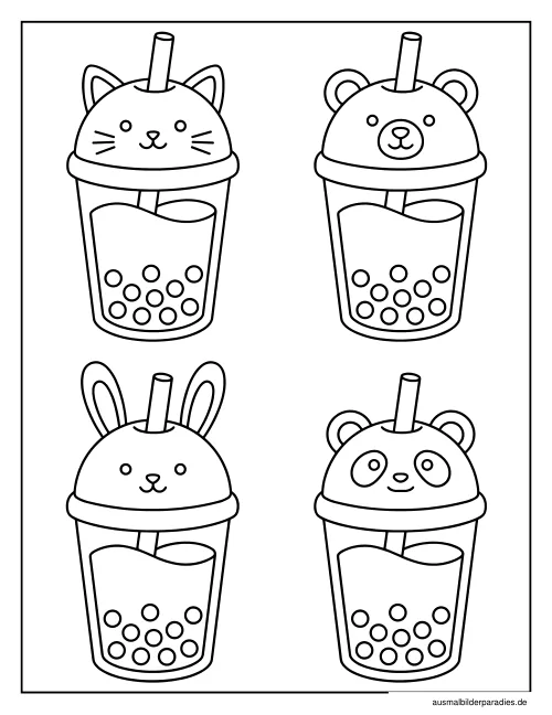 Bubble Tea Ausmalbild 26 - kostenlos zum Ausdrucken