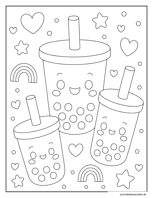 Bubble Tea Ausmalbild 28 - kostenlos zum Ausdrucken