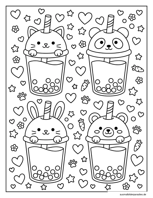 Bubble Tea Ausmalbild 6 - kostenlos zum Ausdrucken