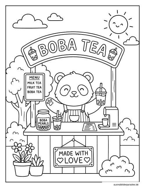 Bubble Tea Ausmalbild 7 - kostenlos zum Ausdrucken