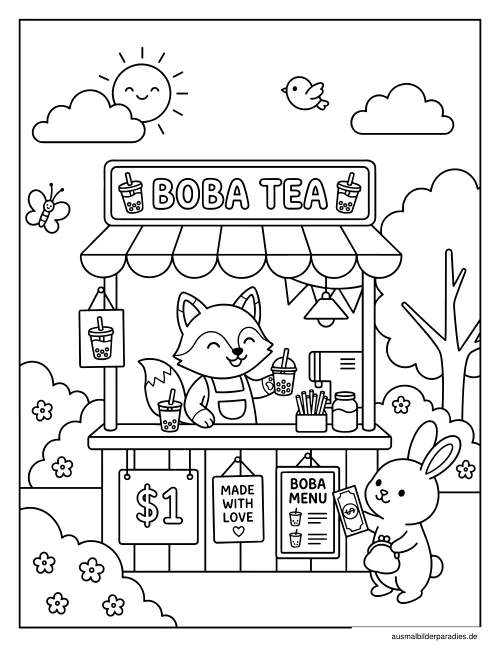 Bubble Tea Ausmalbild 9 - kostenlos zum Ausdrucken