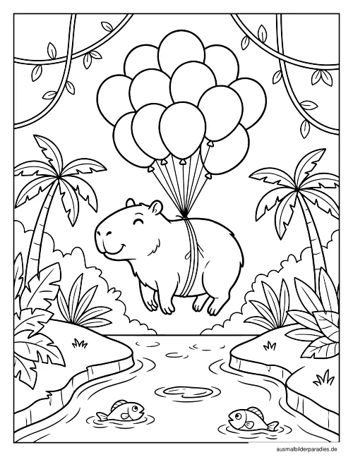 Capybara Ausmalbild 12 - kostenlos zum Ausdrucken