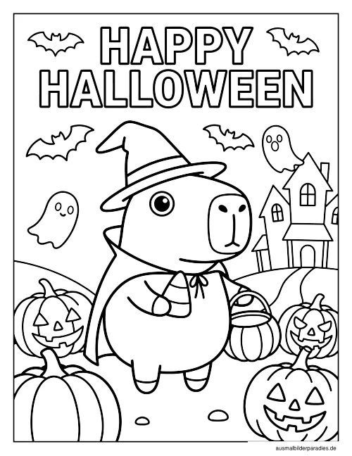 Capybara Ausmalbild 13 - kostenlos zum Ausdrucken