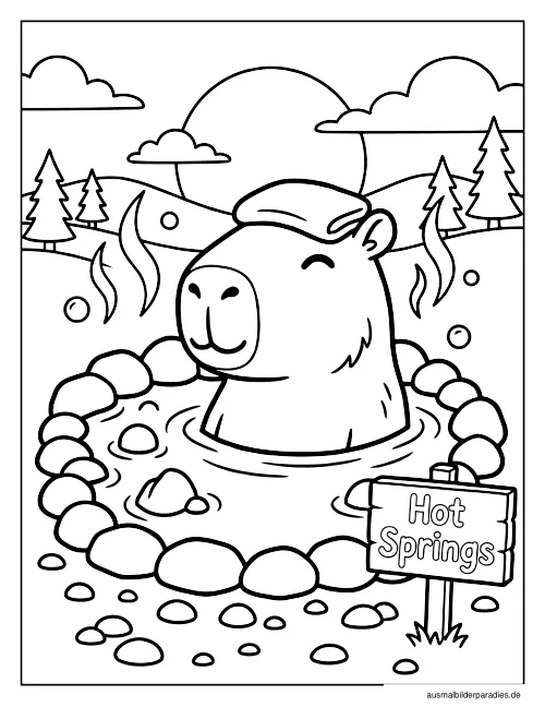 Capybara Ausmalbild 16 - kostenlos zum Ausdrucken