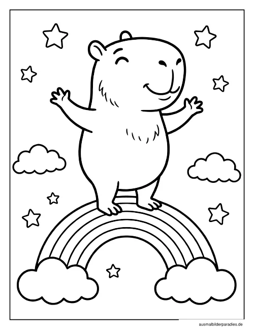 Capybara Ausmalbild 21 - kostenlos zum Ausdrucken