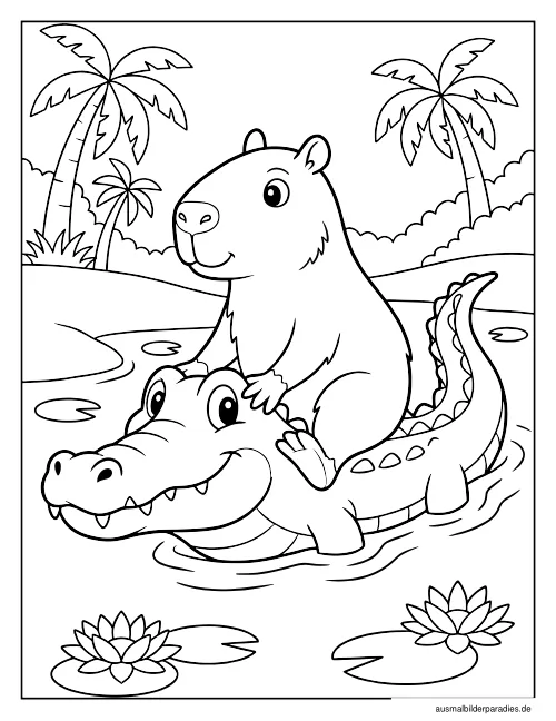 Capybara Ausmalbild 22 - kostenlos zum Ausdrucken