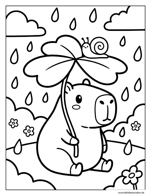 Capybara Ausmalbild 24 - kostenlos zum Ausdrucken