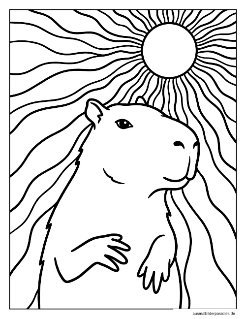 Capybara Ausmalbild 26 - kostenlos zum Ausdrucken