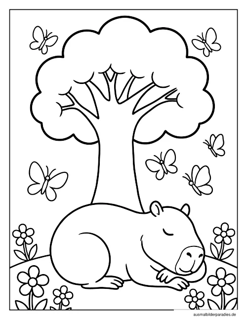 Capybara Ausmalbild 28 - kostenlos zum Ausdrucken