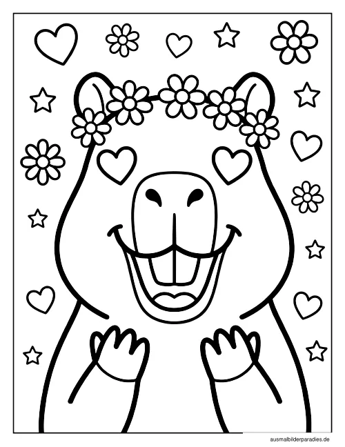 Capybara Ausmalbild 29 - kostenlos zum Ausdrucken